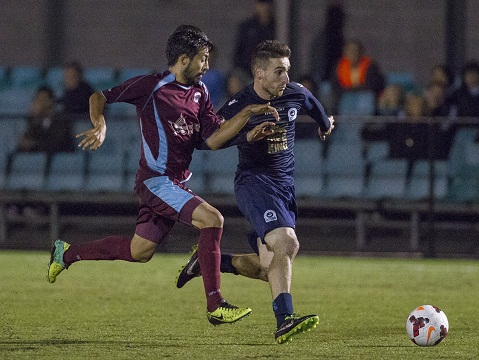 Action during Round 5 of 2014 IGA National Premier Leagues NSW Men's 1 between APIA v Sutherland at Lambert Park, Sydney, NSW on April 12, 2014. (Photo by Gavin Leung)