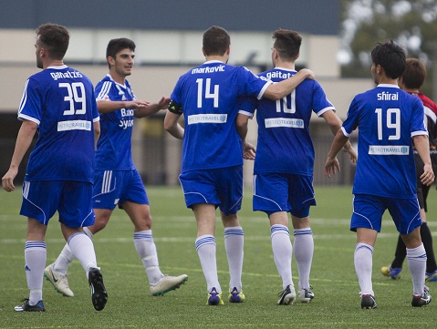 Action during Round 7 of 2014 IGA National Premier Leagues NSW Men's 1 between Blacktown City v Sydney Olympic at Lilys Football Centre, Blacktown, Sydney, NSW on April 27, 2014. (Photo by Gavin Leung)