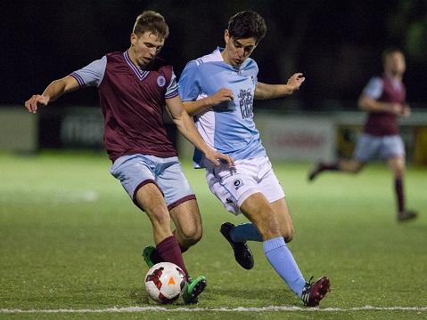 Action during Round 16 of 2014 IGA National Premier Leagues NSW Men's 1 between Sutherland v APIA Leichhardt at Seymour Shaw Park, Sydney, NSW on June 28, 2014. (Photo by Gavin Leung)