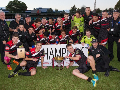 Action during 2014 Waratah Cup Grand Final between Blacktown City v Manly United at Lambert Park, Leichhardt, NSW on July 06, 2014. (Photo by Gavin Leung)