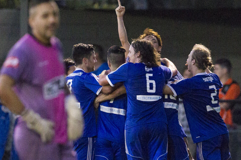 Action during Finals Series Round 2 of 2014 IGA National Premier Leagues NSW Men's 1 between Blacktown Spartans v Sydney Olympic at Lambert Park, Leichhardt, NSW on August 31, 2014. (Photo by Gavin Leung)