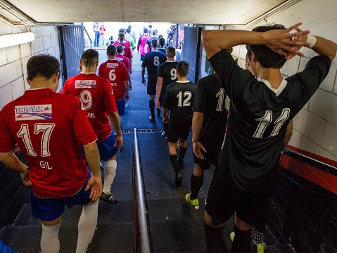 2015 PS4 NPL NSW Men's 1 Grand Final action between Blacktown City FC and Bonnyrigg White Eagles FC at Leichhardt Oval, Leichhardt, NSW on September 13, 2015. (Photo by Gavin Leung/Football NSW