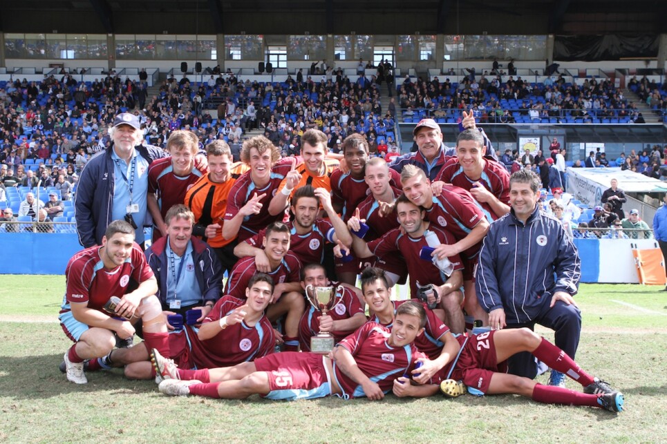 October 3: FNSW Premier League First Grade Men's Grand Final between Sydney Olympic and and Sydney United at Belmore Sports Ground (Photo by Damian Briggs)