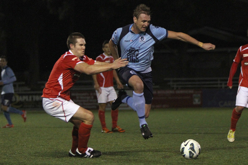 SYDNEY, AUSTRALIA - JUNE 19:  General action during the semi final of the Waratah Cup between the Sutherland Sharks and the St.George Saints at Seymour Shaw Stadium on June 19, 2013 in Sydney, Australia.  (Photo by Jeremy Ng/Football NSW)