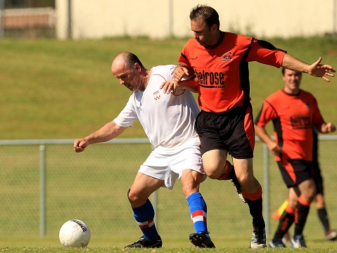 ST MARYS, AUSTRALIA - OCTOBER 19:  Match action during the 2014 Over 35 Mens Champion of Champions between Wakehurst and Sydney Juniors at Cook Park on October 19, 2014 in St. Marys, Australia  (Photo by Jeremy Ng/FAME Photography for Football NSW)