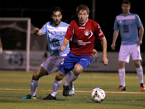 MIRANDA, AUSTRALIA - APRIL 11:  Match action during the Round 5 PS4 NPL NSW Men's 1 match between the Sutherland Sharks and Bonnyrigg White Eagles FC at Seymour Shaw Stadium on April 11, 2015 in Sydney, Australia.  (Photo by Jeremy Ng/FAME Photography for Football NSW)