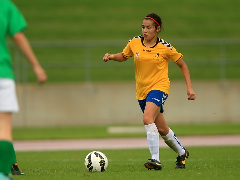 OLYMPIC PARK, AUSTRALIA - APRIL 26:  Match action during the Round 3 PS4 NSW NPL Women's 1 match between Sydney University FC and the Emerging Jets at the Sydney Olympic Park Athletics Field on April 26, 2015 at Olympic Park, Australia.  (Photo by Jeremy Ng/FAME Photography for Football NSW)