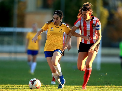 GLEBE, AUSTRALIA - JUNE 14:  Match action during the Round 10 PS4 NSW NPL Women's 1 match between the North Shore Mariners FC and Sydney University FC at Wentworth Park on June 14, 2015 in Glebe, Australia.  (Photo by Jeremy Ng/FAME Photography for Football NSW)