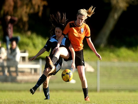 KIRRAWEE, AUSTRALIA - JULY 26:  Match action during the Round 18 PS4 NSW NPL Women's 2 match between Sutherland Shire FA and Sydney Olympic at Harrie Denning Centre on 26 July, 2015 at Kirrawee, Australia.  (Photo by Jeremy Ng/FAME Photography for Football NSW)
