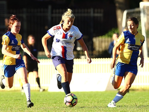 CAMPERDOWN, AUSTRALIA - MAY 07:  Match action during the PlayStation® 4 National Premier Leagues NSW Women's Round 5 match between Sydney University SFC and Manly United FC at Sydney University Football Ground on May 7, 2017 in Camperdown, Australia. @PlayStationAustralia  #PS4NPLNSW  (Photo by Jeremy Ng/FAME Photography for Football NSW)