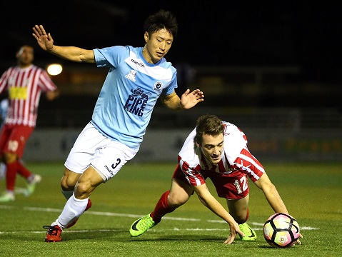 MIRANDA, AUSTRALIA - MAY 13:  Match action during the PlayStation® 4 National Premier Leagues NSW Men’s Round 10 match between Sutherland Sharks and Parramatta FC at Seymour Shaw Stadium on May 13, 2017 in Miranda, Australia. @PlayStationAustralia  #PS4NPLNSW  (Photo by Jeremy Ng/FAME Photography for Football NSW)