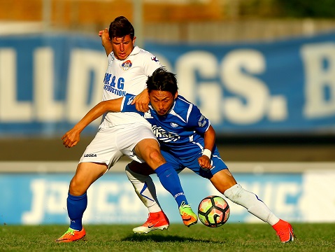 BELMORE, AUSTRALIA - MAY 28:  Match action during the PlayStation® 4 National Premier Leagues NSW Men’s Round 12 Heritage Round match between Sydney Olympic FC and Bonnyrigg White Eagles at Belmore Sports Ground on May 28, 2017 in Belmore, Australia. @PlayStationAustralia  #PS4NPLNSW  (Photo by Jeremy Ng/FAME Photography for Football NSW)
