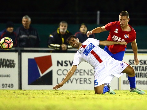 BONNYRIGG HEIGHTS, AUSTRALIA - JUNE 03:  Match action during the PlayStation® 4 National Premier Leagues NSW Men’s Round 13 match between Bonnyrigg White Eagles and Manly United FC at Bonnyrigg Sports Centre on June 3, 2017 in Bonnyrigg Heights, Australia. @PlayStationAustralia  #PS4NPLNSW  (Photo by Jeremy Ng/FAME Photography for Football NSW)