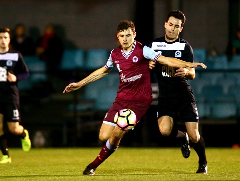 LEICHHARDT, AUSTRALIA - JUNE 10:  Match action during the PlayStation® 4 National Premier Leagues NSW Men’s Round 14 match between APIA Leichhardt Tigers and Sutherland Sharks FC at Lambert Park on June 10, 2017 in Leichhardt, Australia. @PlayStationAustralia  #PS4NPLNSW  (Photo by Jeremy Ng/FAME Photography for Football NSW)