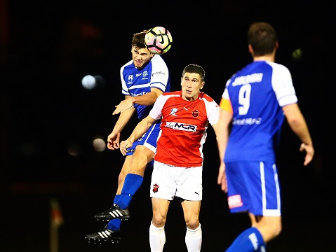EASTGARDENS, AUSTRALIA - JULY 15:  Match action during the PlayStation® 4 National Premier Leagues NSW Men’s Round 18 match between Hakoah Sydney City East and Wollongong Wolves at Hensley Athletic Field on July 15, 2017 in Eastgardens, Australia. @PlayStationAustralia  #PS4NPLNSW  (Photo by Jeremy Ng/jeremyngphotos.com for Football NSW)