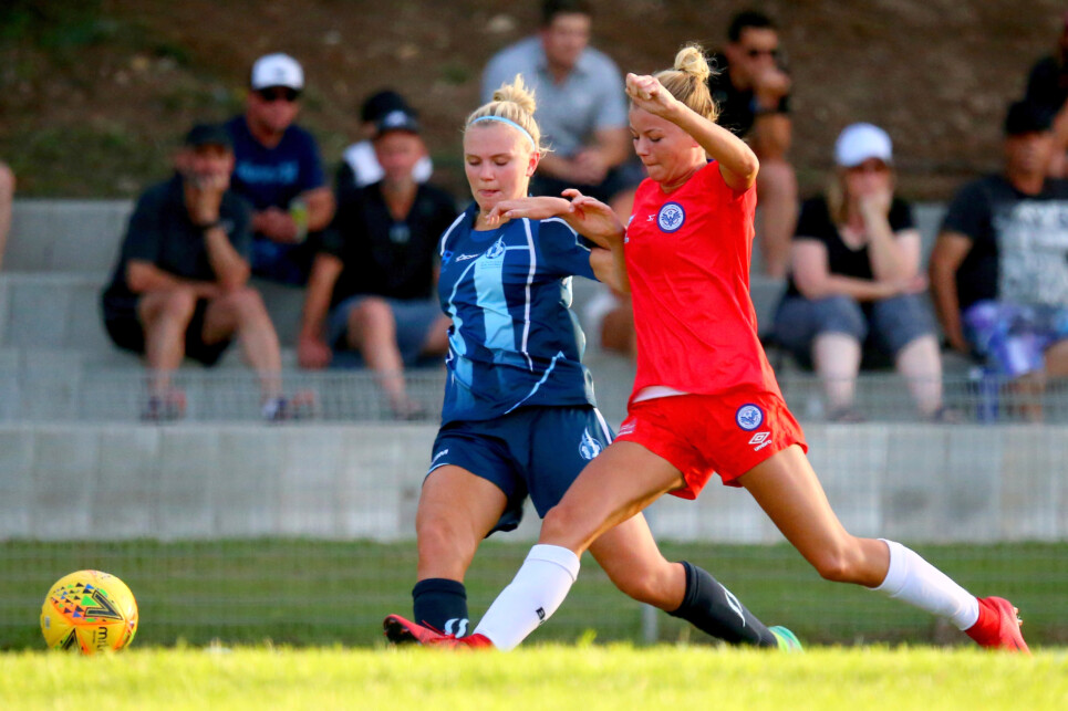 KAREELA, AUSTRALIA - MARCH 18:  Match action during the Women's National Premier Leagues NSW Round 2 match between Sutherland Shire FA and Manly United FC at Harrie Denning Football Field on March 18, 2018 in Kareela, Australia. #NPLNSW @NPLNSW  (Photo by Jeremy Ng/www.jeremyngphotos.com for Football NSW)
