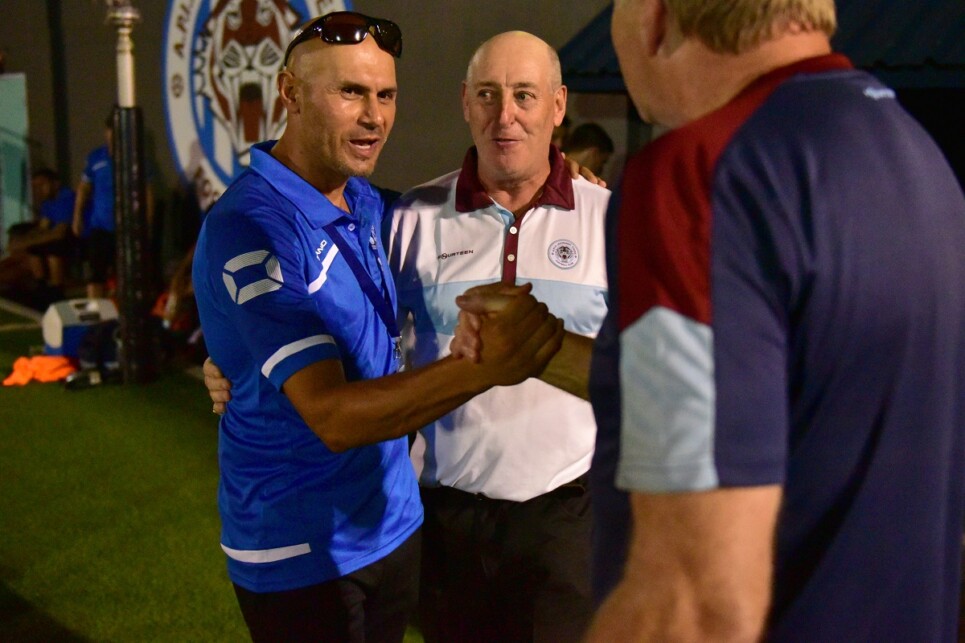 Apia hosted Sydney Olympic this evening at Lambert Park. Kick of was delayed for 30 minutes due to the heat. Despite the heat both teams gave it all, with drink breaks each half, the temperature took its toll on the players. With a goal in each half, Apia took the points with a 2-0 win.