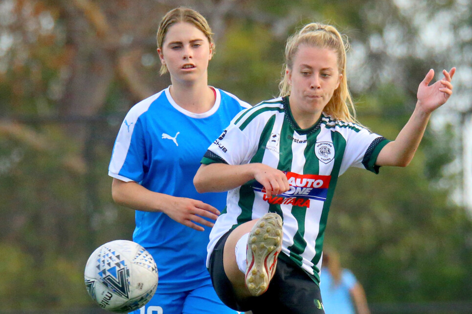NORTH TURRAMURRA , AUSTRALIA - APRIL 02:  Match action during the Women's National Premier Leagues NSW Round 4 match between Northern Tigers FC and Football NSW Institute at North Turramurra Recreation Area on April 2, 2018 in North Turramurra, Australia. #NPLNSW @NPLNSW  (Photo by Jeremy Ng/www.jeremyngphotos.com for Football NSW)