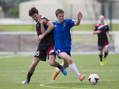 Action during Grade 20 Finals Series Round 3 of 2014 IGA National Premier Leagues NSW Men's 1 between Blacktown City v Manly Utd at Lily Homes Stadium, Seven Hills, NSW on September 07, 2014. (Photo by Gavin Leung)