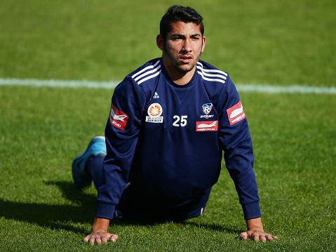 SYDNEY, AUSTRALIA - JULY 18:  Daniel Petkovski stretches during a Sydney FC A-League training session at Macquarie Uni on July 18, 2014 in Sydney, Australia.  (Photo by Matt King/Getty Images)