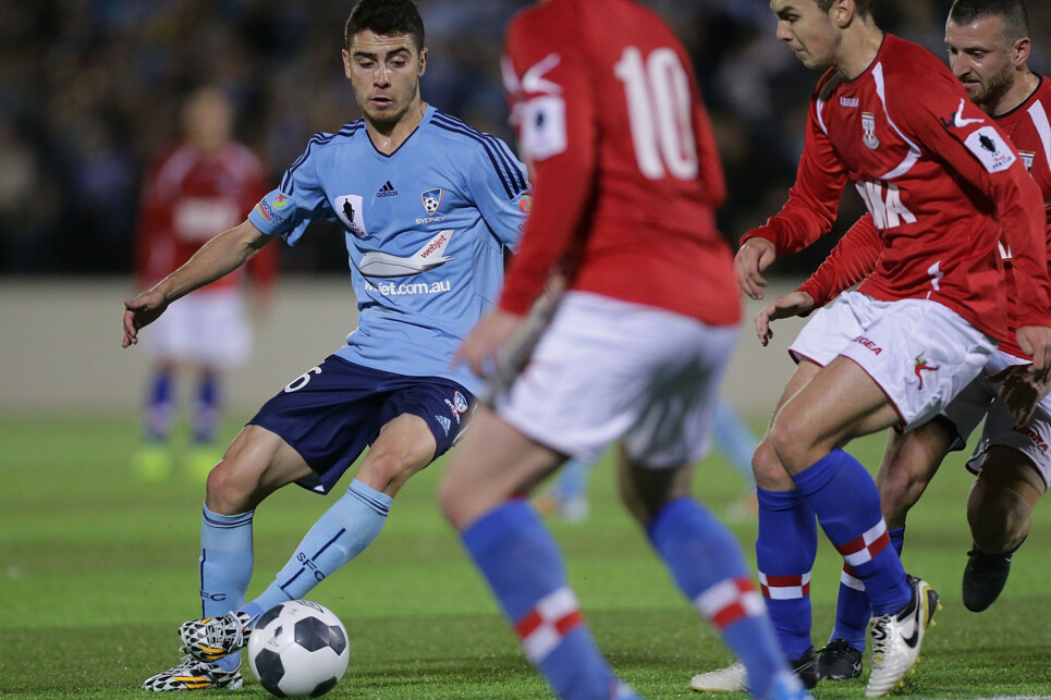 SYDNEY, AUSTRALIA - SEPTEMBER 23:  Christopher Naumoff of Sydney controls the ball during the FFA Cup match between Sydney United 58 FC and Sydney FC at Edensor Park on September 23, 2014 in Sydney, Australia.  (Photo by Mark Metcalfe/Getty Images)