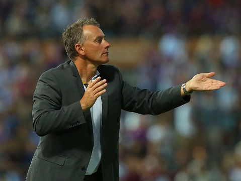 PERTH, AUSTRALIA - DECEMBER 14:  Gary Van Egmond, coach of the Jets gestures to his players during the round 11 A-League match between the Perth Glory and the Newcastle Jets at nib Stadium on December 14, 2012 in Perth, Australia.  (Photo by Paul Kane/Getty Images)