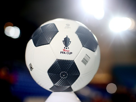 GOLD COAST, AUSTRALIA - JULY 29:  Detail photograph of FFA cup ball before the FFA Cup match between Palm Beach and South Melbourne at Cbus Super Stadium on July 29, 2015 in Gold Coast, Australia.  (Photo by Chris Hyde/Getty Images)