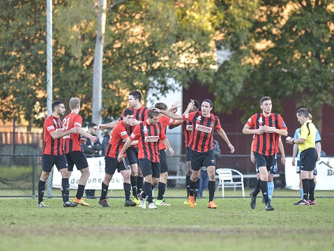 PlayStation®4 National Premier Leagues 2 NSW Men’s Round 17 match between Marconi Stallions FC and St George FC at Marconi Stadium on June 26th, 2016.(Photos by Nigel Owen). The game ended in a 2-2 draw.