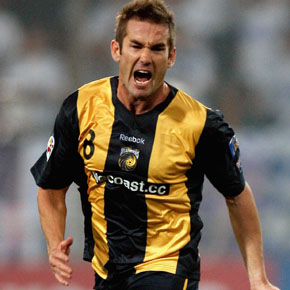 TIANJIN, CHINA - MARCH 18: (CHINA OUT) Dean James Heffernan (#8) of Central Coast Mariners reacts during the AFC Champions League Group H match between Tianjin Teda and Central Coast Mariners at Tianjin Teda Stadium on March 18, 2009 in Tianjin, China. (Photo by China Photos/Getty Images) *** Local Caption *** Dean James Heffernan