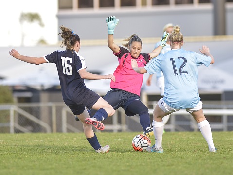 PlayStation®4 National Premier Leagues NSW Women’s 2016 season kicks off with the Round 1 match between Marconi Stallions FC and Football NSW Institute at Marconi Stadium on April 10th, 2016.(Photos by Nigel Owen). Marconi won the game 1-0.