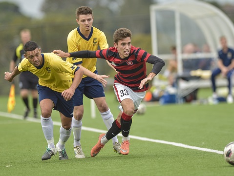 PlayStation®4 National Premier Leagues 2 NSW Men’s Round 10 match between North Shore Mariners FC and Western Sydney Wanderers FC at Northbridge Oval on May 8th, 2016.(Photos by Nigel Owen). WSW won 1-0.