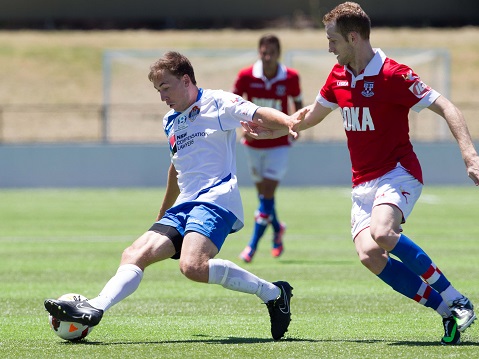 PS4 NPL NSW Mens 1 pre-season action between Sydney United 58 and Bonnyrigg White Eagles at Sydney United Sports Centre, Edensor Park, NSW on February 08, 2015. (Photo by Gavin Leung)
