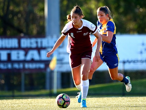 ST HELENS PARK, AUSTRALIA - AUGUST 20:  Match action during the PlayStation® 4 National Premier Leagues NSW Women's 1 Preliminary Final between Sydney University SFC and Macarthur Rams Womens FC at Lynwood Park on August 20, 2017 in St. Helens Park, Australia. @PlayStationAustralia  #PS4NPLNSW  (Photo by Jeremy Ng/www.jeremyngphotos.com)