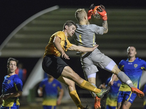 PlayStation®4 National Premier Leagues 2 NSW Men’s Round 9 match between Spirit FC and Bankstown Berries FC at Christie Park on April 30th, 2016.(Photos by Nigel Owen). Berries won 3-0.