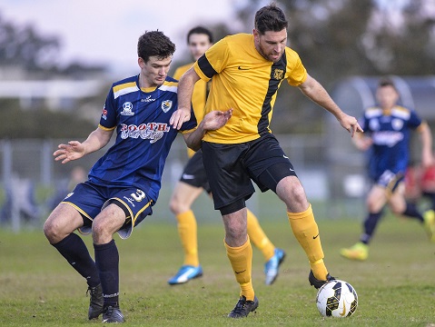 Round 15 - PS4 NPL NSW Men's 2.
Match action during the Round 15 PS4 NSW NPL Men's 2 match between Spirit FC and Central Coast FC at Christie Park on June 28th, 2015. Spirit won 3-0.(Photos by Nigel Owen)