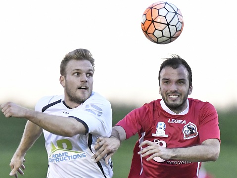 PlayStation®4 NPL 2 NSW Men’s Round 6 match between St George FC and Macarthur Rams FC at St George Soccer Stadium on April 9th, 2017.(Photos by Nigel Owen). The Rams won the match 3-1.
