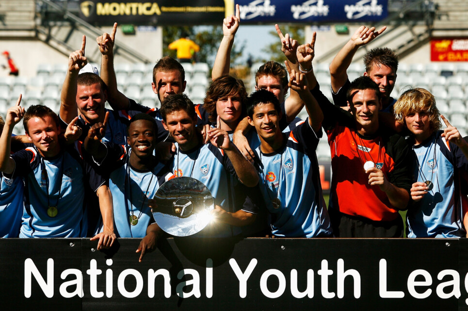 ADELAIDE, AUSTRALIA - FEBRUARY 21:  Sydney FC players celebrate with the trophy after winning the National Youth League Grand Final match between Adelaide United and Sydney FC at Hindmarsh Stadium on February 21, 2009 in Adelaide, Australia.  (Photo by Quinn Rooney/Getty Images)