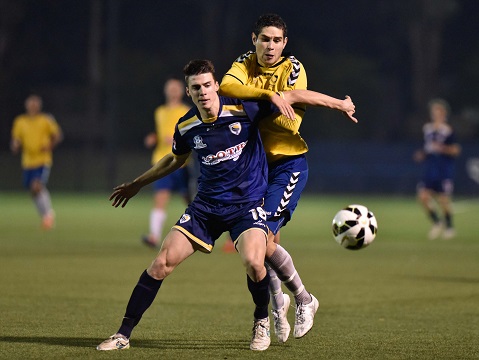 Round 12 - PS4 NPL NSW Men's 2.
Match action during the Round 12 PS4 NSW NPL Men's 2 match between Sydney University SFC and Central Coast FC at Lambert Park on June 6th, 2015. (Photos by Nigel Owen)