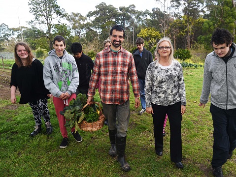 Warrah at Dural is holding a community open day and the special school will show off it's biodynamic farm on the school grounds.Rob Greatholder and CEO Georgina Michaelis gather fresh vegies with the students.