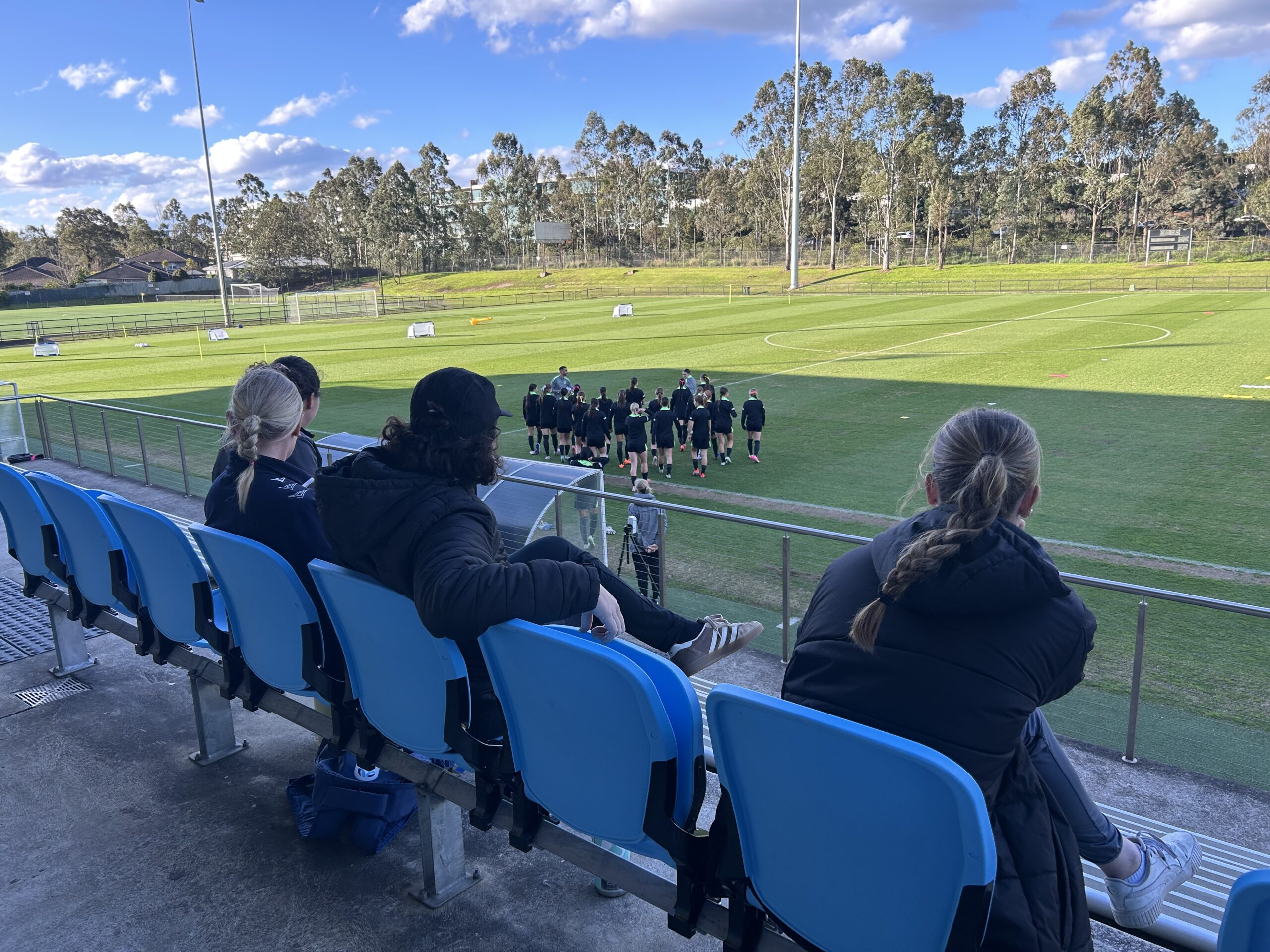 a group of people sitting in the grass