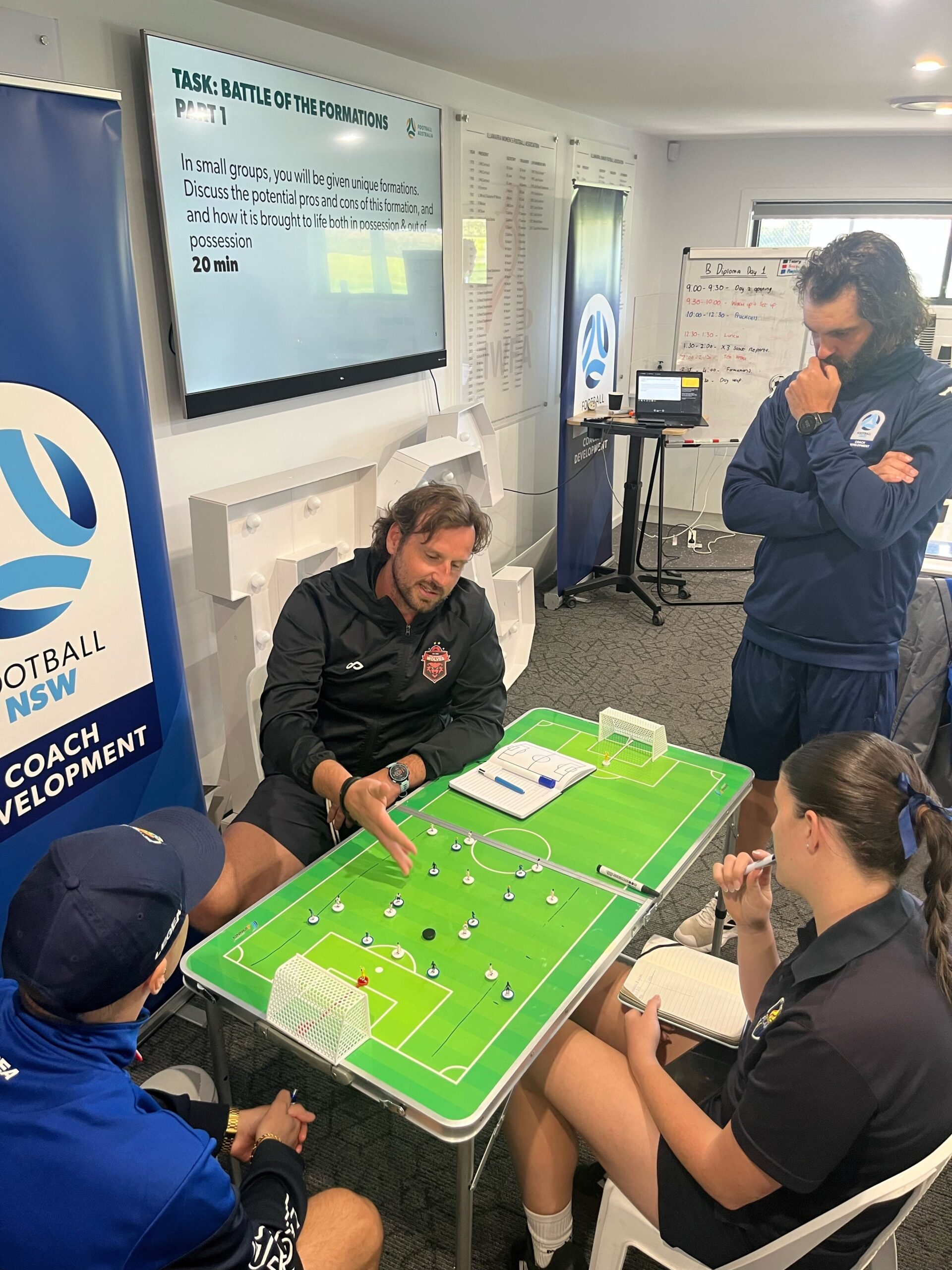 a group of people sitting at a table