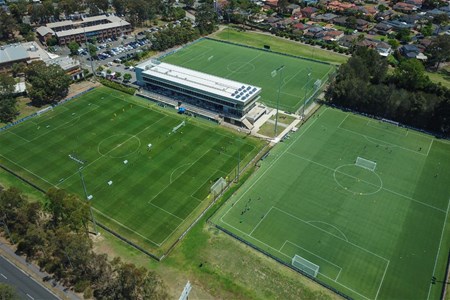a large stadium with green grass