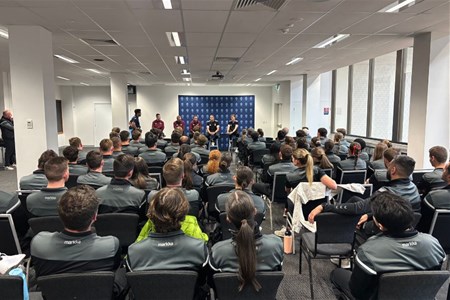 a group of people in a room