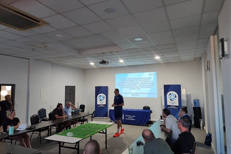 a group of people in a room