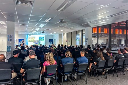 a group of people in a room