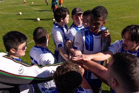 a group of people watching a football ball