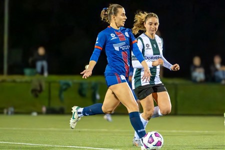 a female football player on a field